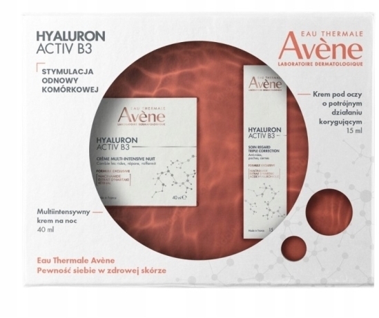 Avène zestaw Hyaluron Activ B3 Krem odbudowujący komórki 50 ml+ Korygujący krem pod oczy o potrójnym działaniu 15 ml