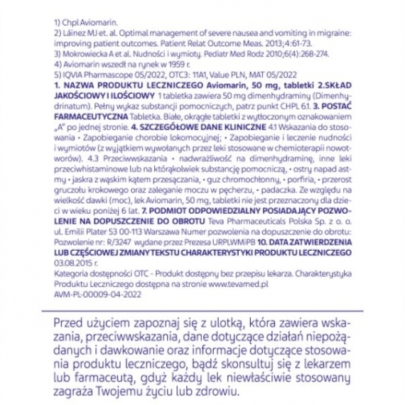 Aviomarin 50 mg 5 tabletek