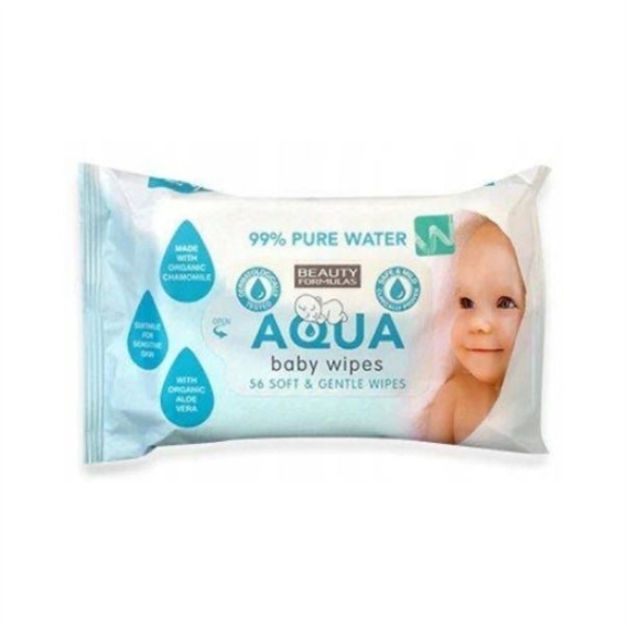 BEAUTY FORMULAS Chusteczki dla dzieci 99% aqua 56 sztuk