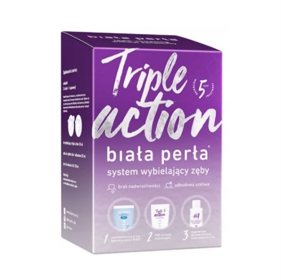 BIAŁA PERŁA TRIPLE ACTION System wybielający zęby (Żel wybielający+Płyn do płukania+Pasta do zębów)
