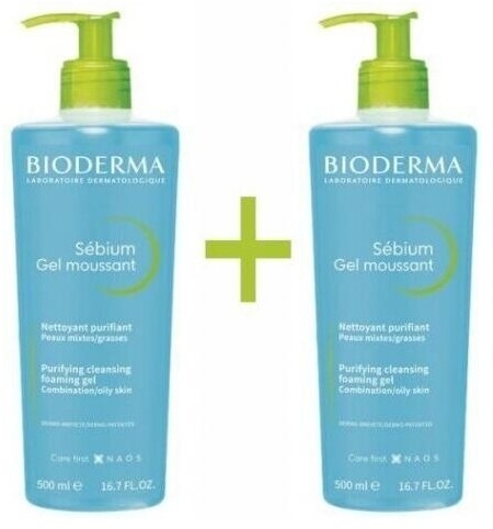 BIODERMA SEBIUM GEL MOUSSANT Zestaw 500 ml + 500 ml