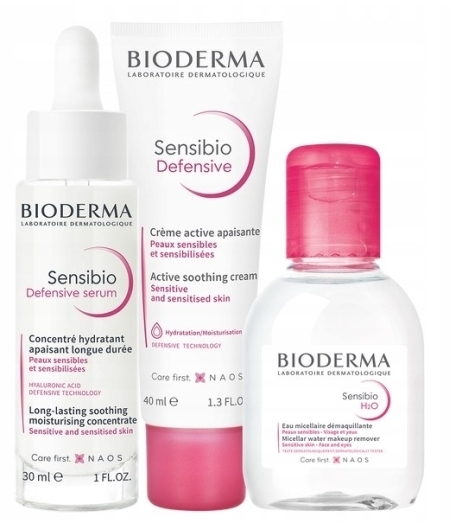BIODERMA Sensibio zestaw prezentowy Defensive Serum 30ml + Sensibio H2O 100ml + krem 40ml