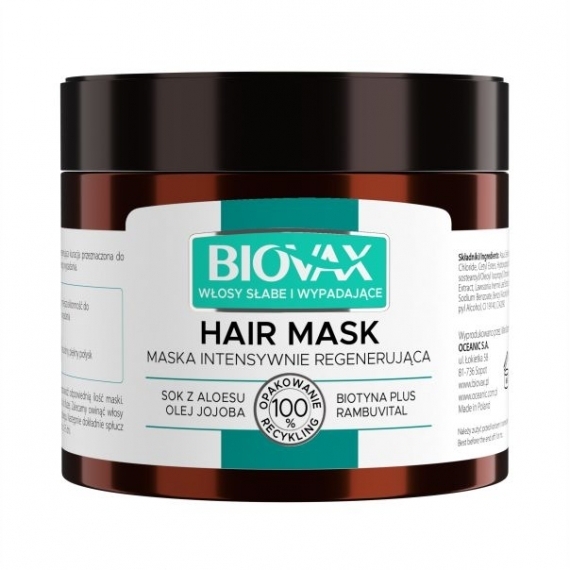 BIOVAX Maseczeka do włosów słabych i wypadających 250 g