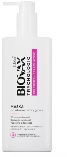 BIOVAX TRYCHOLOGIC PRZESUSZENIE I ŁAMLIWOŚĆ Maska do włosów i skóry głowy 200 ml