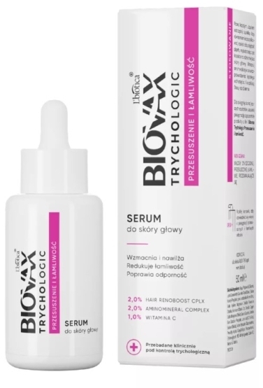 BIOVAX TRYCHOLOGIC PRZESUSZENIE I ŁAMLIWOŚĆ Serum do skóry głowy 50 ml