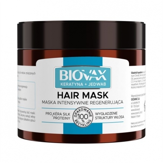 BIOVAX keratyna + jedwab Regenerująca maseczka do włosów 250 ml