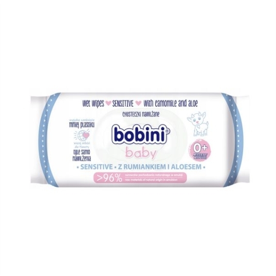 BOBINI BABY Chusteczki higieniczne nawilżane aloes i rumianek 63 sztuki