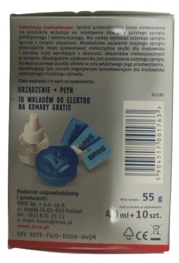 BROS-elektro+płyn na komary + 10 wkładów GRATIS