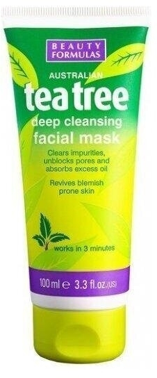 Beauty Formulas Oczyszczająca maska glinkowa do twarzy Tea Tree 100 ml