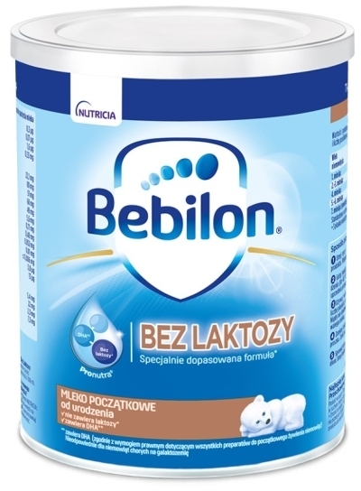 Bebilon BEZ LAKTOZY Pronutra mleko początkowe od urodzenia 400 g