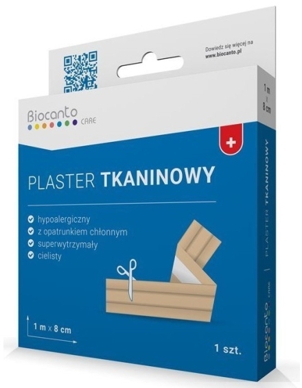 Biocanto Plaster tkaninowy z opatrunkiem 1 m x 8 cm 1 sztuka