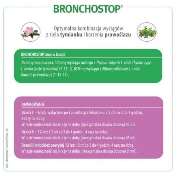 Bronchostop Duo na kaszel syrop 200ml (Data ważności 31.12.2023)