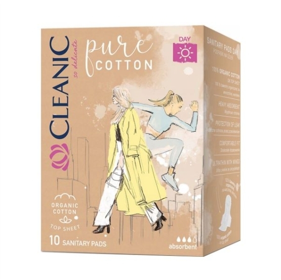 CLEANIC podpaski pure cotton DAY 10 sztuk
