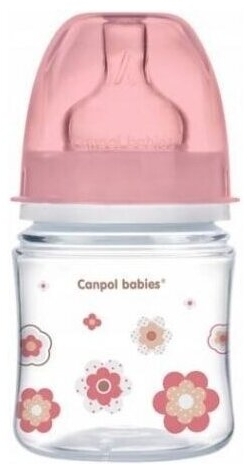 Canpol butelka antykolkowa różowe kwatki 35/216 pink 120ml