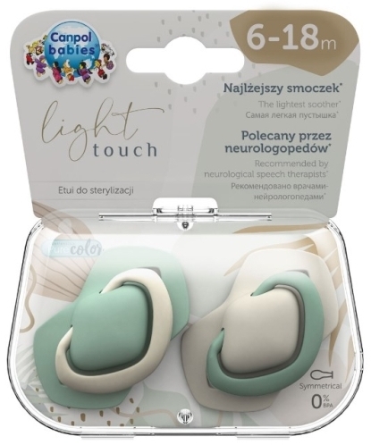 Canpol smoczek silikonowy 6- 18 m-cy symetryczny Pure Color 2 sztuki
