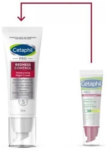 Cetaphil pro redness krem nawilżający na noc 50 ml. Zmniejszający zaczerwienienie