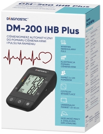 Ciśnieniomierz DIAGNOSTIC DM-200 IHB PLUS z zasilaczem 1 sztuka