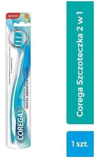 Corega Szczoteczka 2w1 do mycia protez zębowych