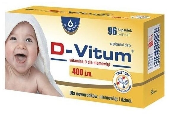 D-Vitum witamina D dla niemowląt 400 j.m. 96 kapsułek twist off