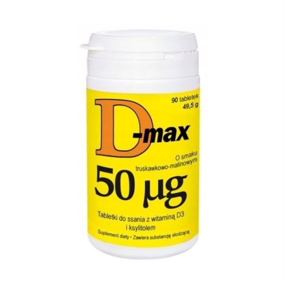 D-max 2 000 j.m. o smaku truskawkowo - malinowym 90 tabletek
