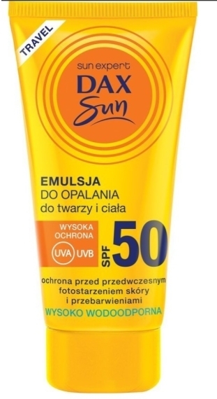 DAX SUN TRAVEL Emulsja do opalania do twarzy i ciała SPF50 50 ml