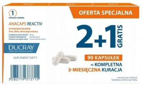 DUCRAY TRÓJPAK Anacaps REACTIV 90 kapsułek