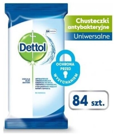 Dettol Antybakteryjne i Drożdżakobójcze Chusteczki Do Mycia i Dezynfekcji Powierzchni Original 84 szt