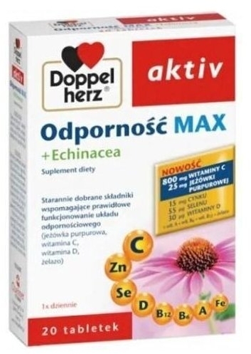 Doppelherz aktiv Odpornośc MAX + Echinacea 20 kapsułek