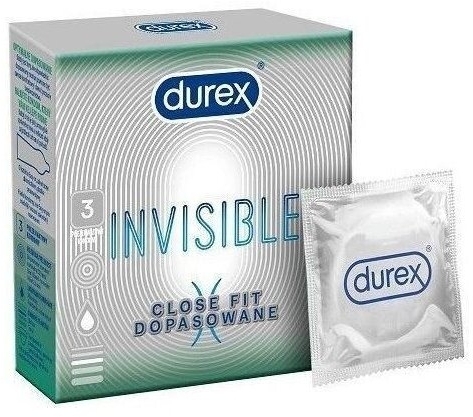 Durex Invisible Prezerwatywy supercienkie dopasowane 3 sztuki