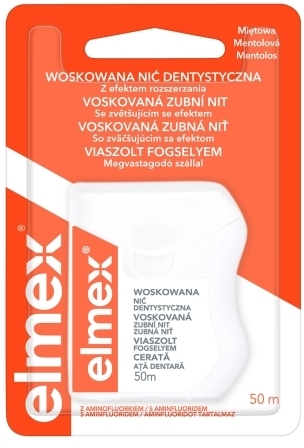 ELMEX Nić dentystyczna woskowana - miętowa 50 m