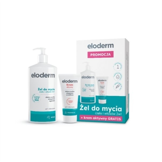 ELODERM Żel do mycia 400 ml+ krem aktywny 75 ml
