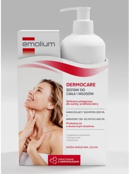 EMOLIUM DERMOCARE Zestaw Kremowy żel 400ml + Nawilżający szampon 200ml