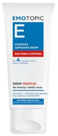 EMOTOPIC BACTERIA CONTROL Krem MEDICAL do twarzy i okolic oczu 50 ml
