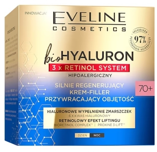 EVELINE BIOHYALURON 3xRETINOL System Silnie Regenerujący Krem-Filler 70+ 50 ml