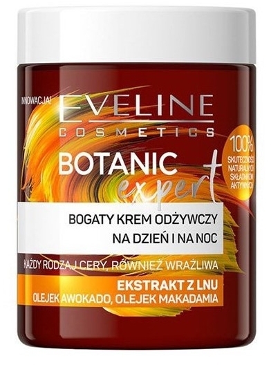 EVELINE Botanic expert bogaty krem odżywczy ekstrakt z lnu dzień/noc 100ml