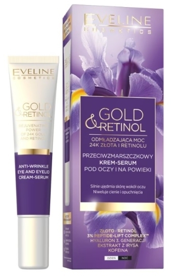 EVELINE COSMETICS GOLD&RETINOL Przeciwzmarszczkowy krem-serum pod oczy i na powieki 20ml
