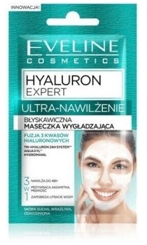EVELINE COSMETICS Hyaluron Clinic Ultra-nawilżenie Błyskawiczna maseczka wygładzająca 7 ml
