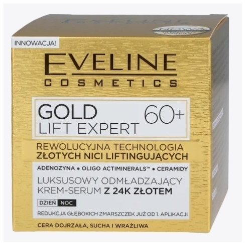 EVELINE GOLD LIFT EXPERT Luksusowy krem-serum odmładzajacy na dzień i na noc 60+ 50 ml