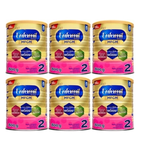 Enfamil Premium MFGM 2 Mleko następne dla niemowląt 800 g Wielopak x6