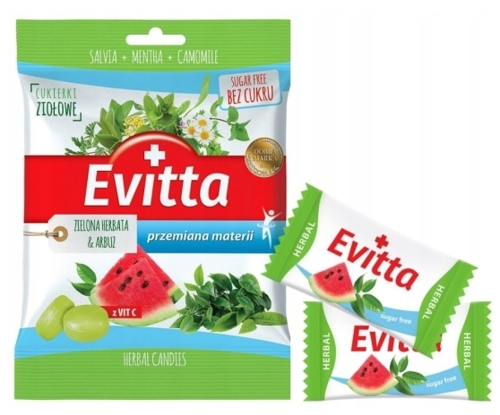 Evitta Cukierki ziołowe zielona herbata & arbuz 60 g