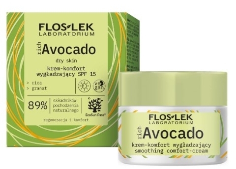 FLOS-LEK RICH AVOCADO Krem - komfort wygładzający SPF 15 na dzień 50 ml