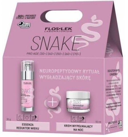 FLOS-LEK Zestaw SNAKE PRO Essenza reduktor wieku 30 g + krem wypełniający na noc 50 ml