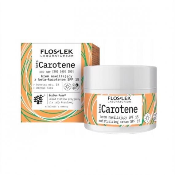 FLOS-LEK betaCarotene krem nawilżającu z beta - karotenem SPF 15+ na dzień 50 ml