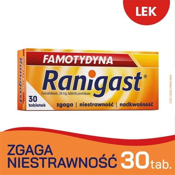 Famotydyna Ranigast 0,02g 30 tabletek powlekanych
