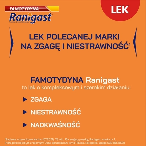 Famotydyna Ranigast 0,02g 30 tabletek powlekanych