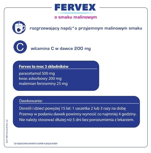 Fervex o smaku malinowym 12 saszetek