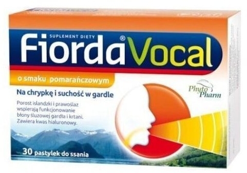 Fiorda Vocal MD o Smaku Pomarańczowym 30 Pastylek do ssania