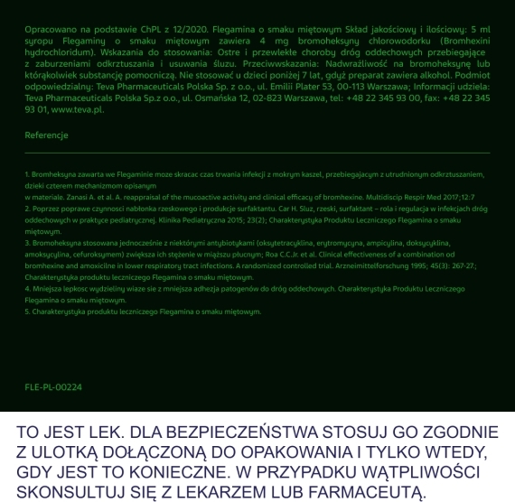 Flegamina o smaku miętowym bez cukru 120 ml