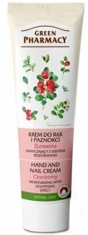 GREEN PHARMACY Krem do rąk i paznokci nawilżający z efektem rozjaśniania żurawina 100ml