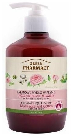 GREEN PHARMACY Kremowe Mydło Róża Piżmowa i Bawełna 460ml